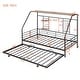 preview thumbnail 23 of 38, Metal Twin Size House Bed with Trundle and Built-in Shelf and Grid,Kids and Baby