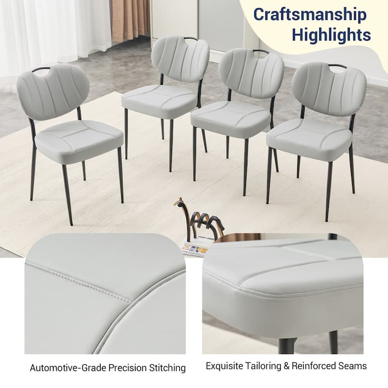 Set of 4, 20" PU Leather Upholstered Dining Chairs with Metal Legs