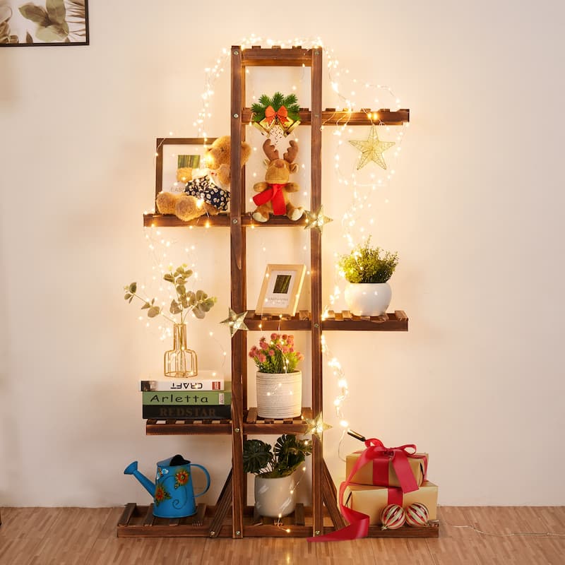 6 Tier Corner Wooden Plant Stand Ladder Flower pot Display Rack Shelf