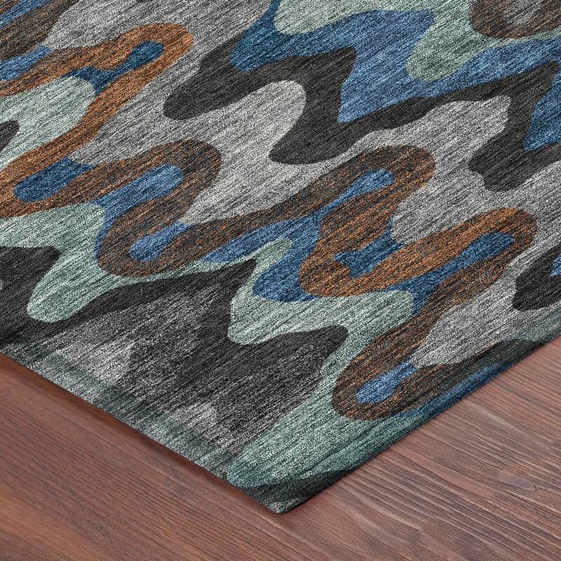 Machine Washable Indoor/ Outdoor Modern Mason Chantille Rug