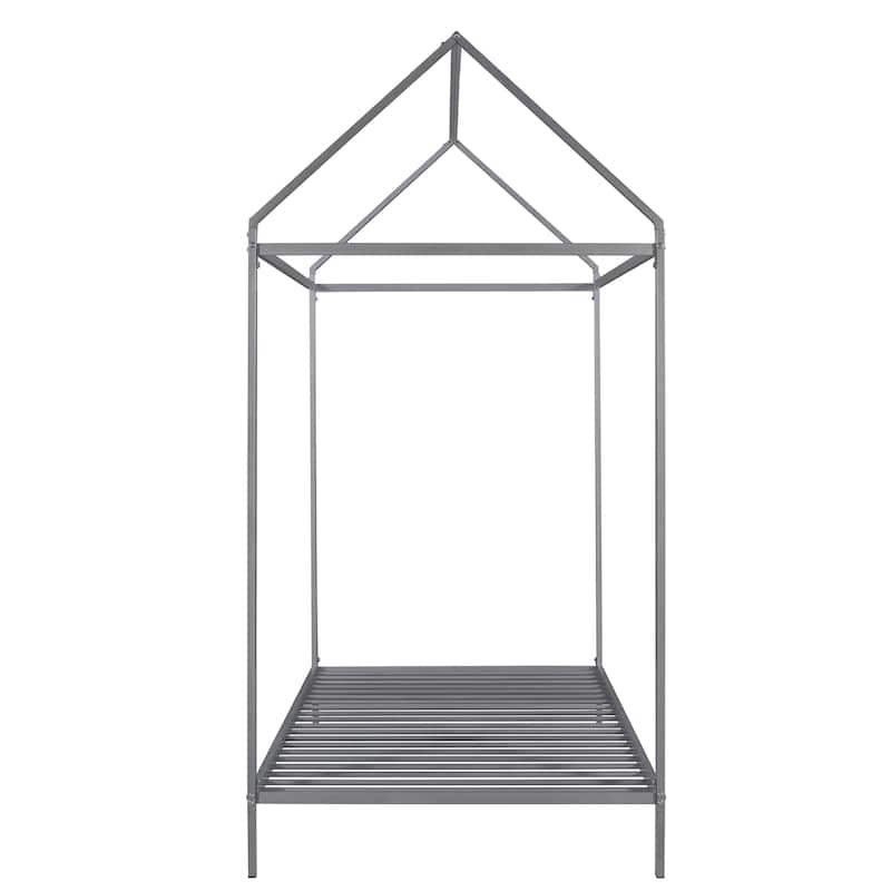 House Bed Frame , Kids Bed Frame Metal Platform Bed Floor Bed for Kids Boys Girls No Box Spring Needed