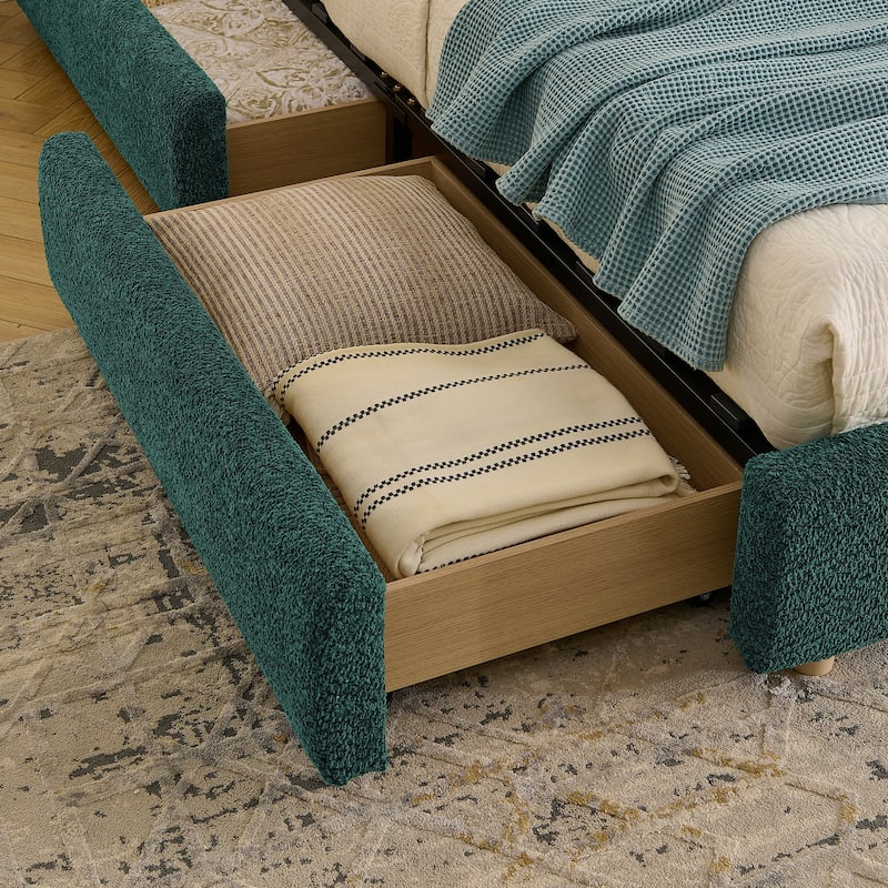 Queen Size Upholstered Bed Frame with Tall Headboard