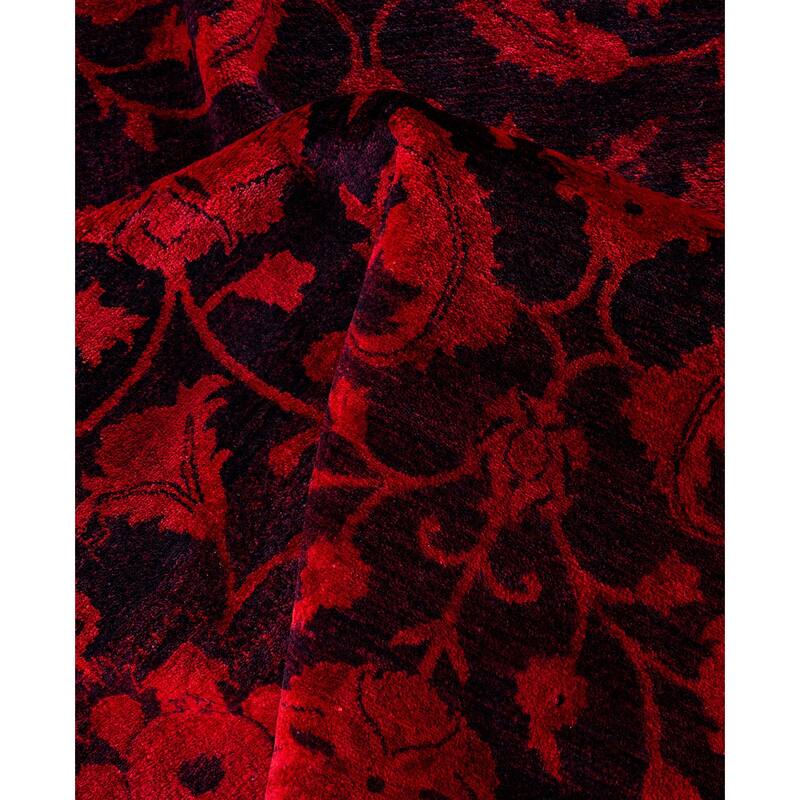 Overdyed One-of-a-Kind Hand-Knotted Area Rug - Orange - 8' 1" x 8' 1"