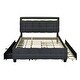 preview thumbnail 4 of 13, Queen Size Linen Upholstered Platform Bed w/ Twin XL Size Trundle & 2 Drawers, LED Light Bunk Bed for Kids Teens Adults, Gray