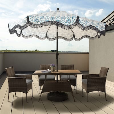 Teamson Home - 5-piece Brown Rattan Patio Dining Set - 47"L x 27.6"W x 29"H