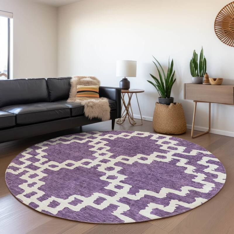 Premium Washable Super Soft Geo Trellis Mayfield Rug - Purple - 8' x 8'