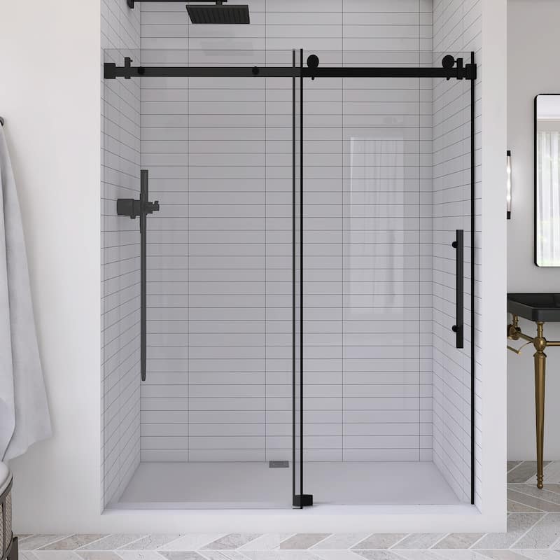 60 in. W x 76 in. H Frameless Single Sliding Shower Doors with Clear Tempered Glass - 60" x 76" in.