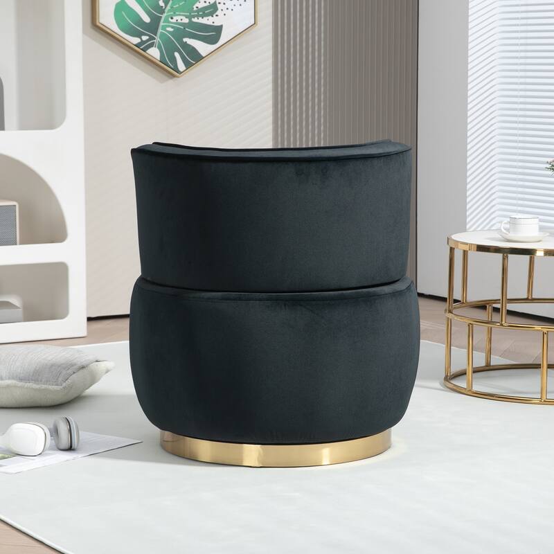 Black 25.2" Upholstered 360° Swivel Barrel Chair