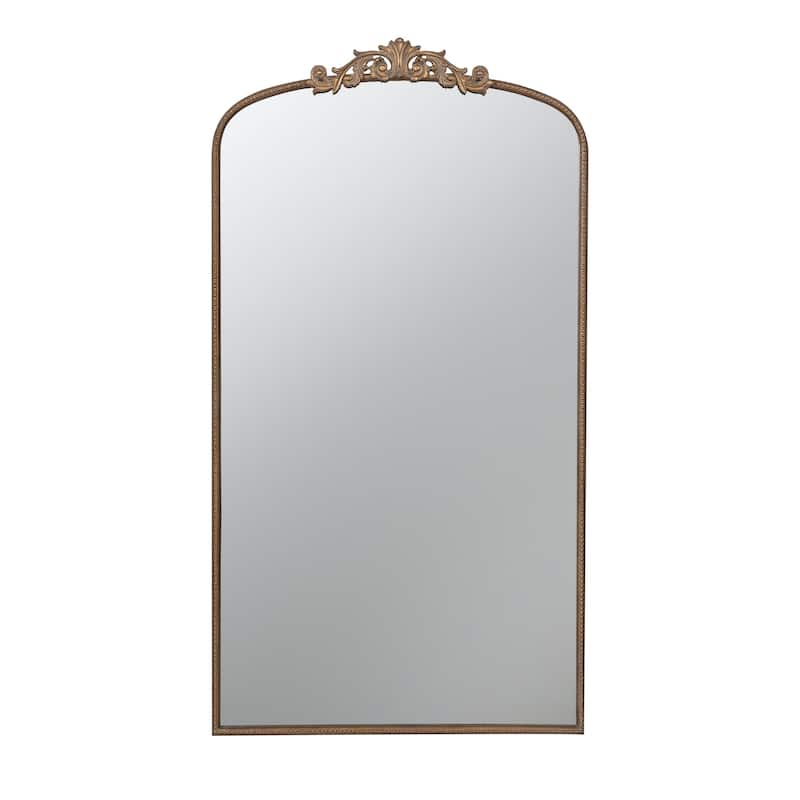Kea 66 Inch Wall Mirror, Gold Curved Metal Frame, Ornate Baroque Design - Gold