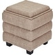 preview thumbnail 14 of 32, Modern Cube Ottoman with Tray Top and Hidden Storage Linen Seat Brown
