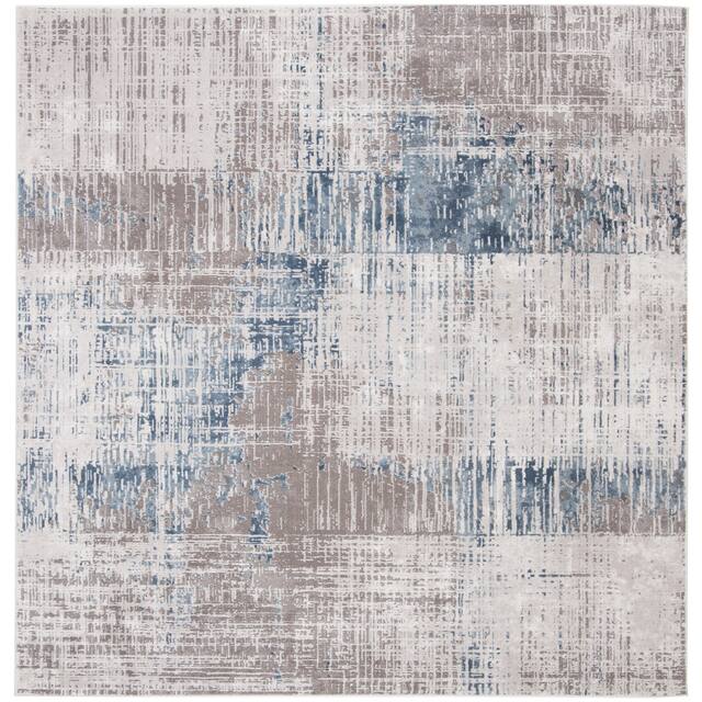 SAFAVIEH Craft Hertha Modern Abstract Rug - 6'7" x 6'7" Square - Grey/Blue