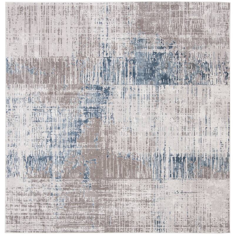 SAFAVIEH Craft Sadula Modern Abstract Rug - 6'7" Square - Grey/Blue