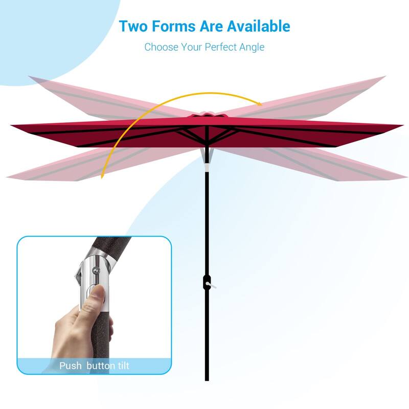 Bonosuki 10x6.5ft Rectangular Aluminum Patio Market Umbrella