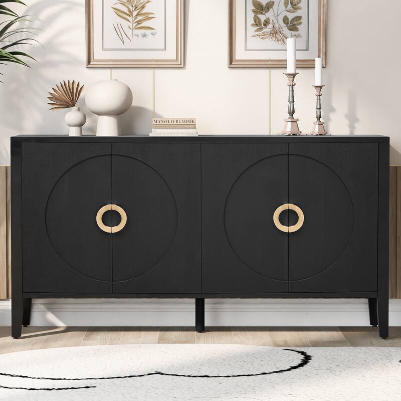 Four-door sideboard with French-Inspired,Suitable for Living Rooms, Entrance and Study Rooms - Orange