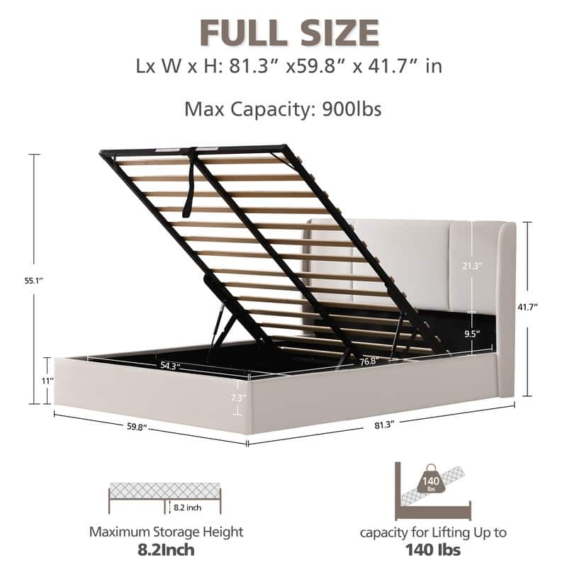 Modern Minimalist Upholstered Storage Bed with Lift-Up Platform