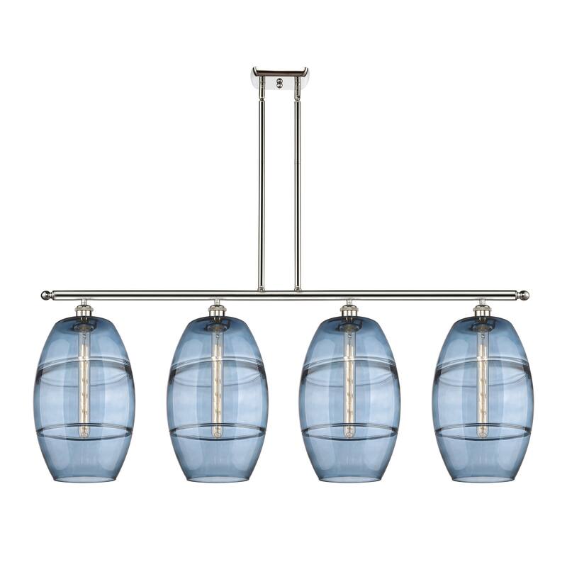 Innovations Lighting 516-4I-19-48 Vaz Linear Vaz 4 Light 48" Wide - Polished Nickel / Blue