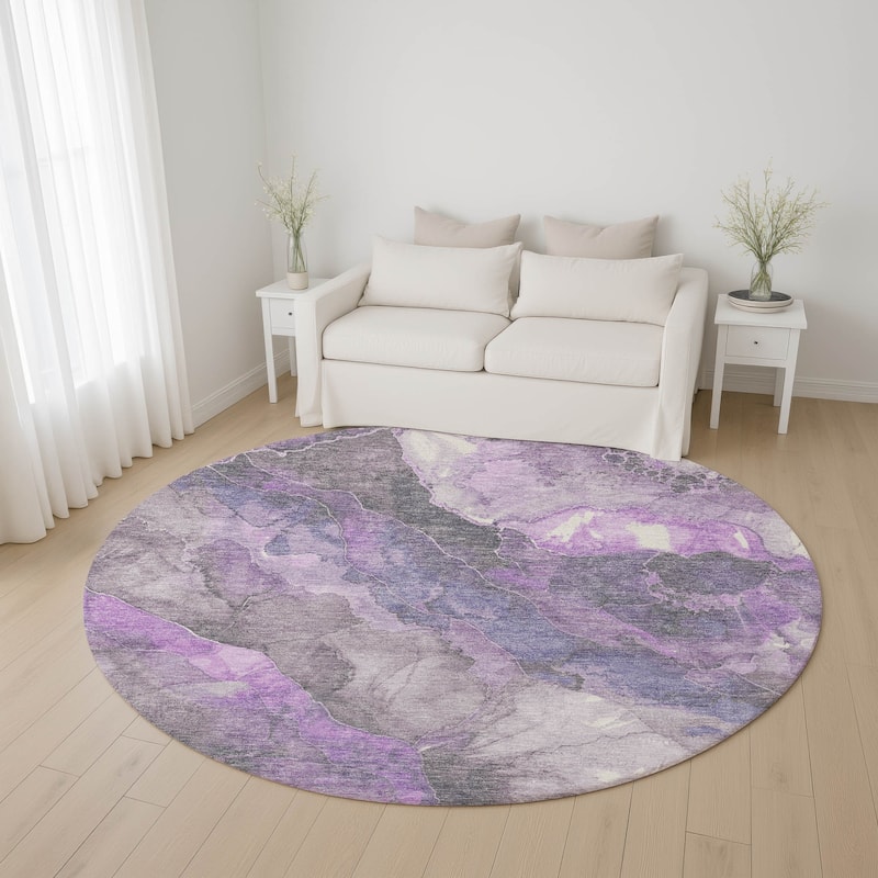 Premium Washable Super Soft Abstract Mayfield Rug - Purple - 8' x 8'