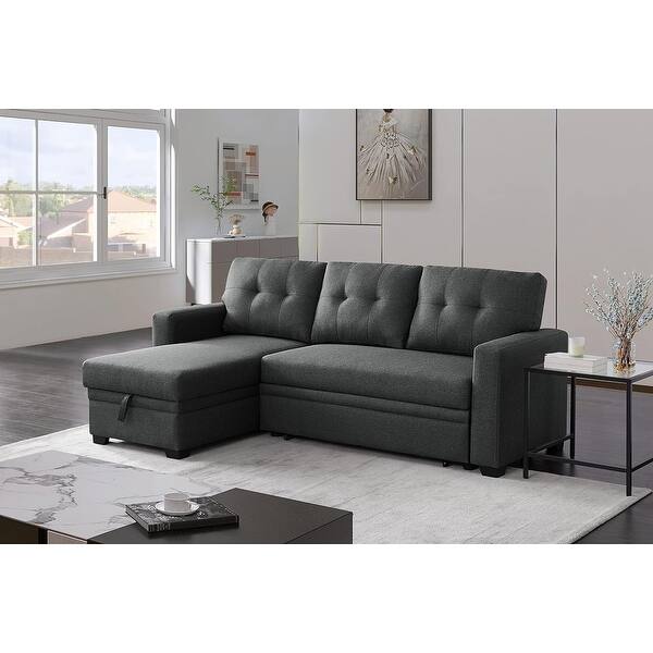 Pull Out Sleeper Sofa Bed Linen L-shaped Sectional Sofa Bed with ...