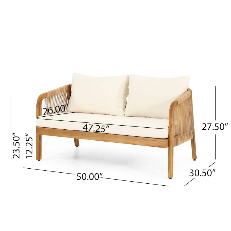 Jabe Outdoor Acacia Wood and Wicker 4 Seater Chat Set by Christopher Knight Home - 26.25" L x 30.50" W x 27.50" H