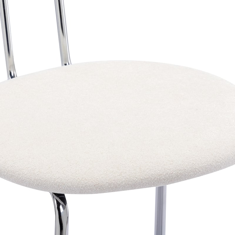 Fabric Rattan Back Dining Chairs Counter Stools with Metal Legs