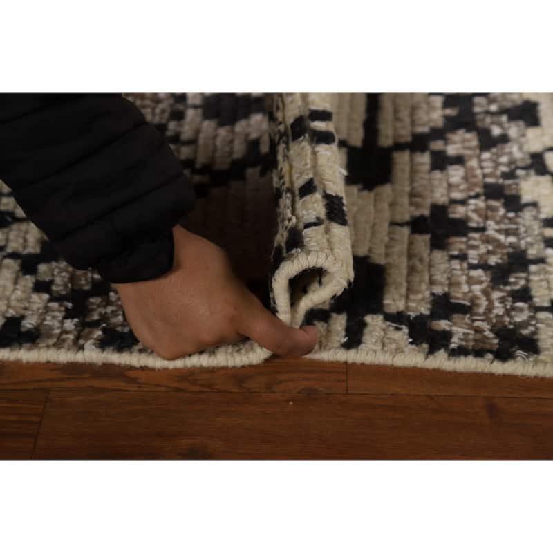 Geometric Moroccan Oriental Accent Rug Handmade Wool Carpet - 2'0"x 3'0"