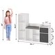 preview thumbnail 5 of 4, 6-Cubby Kids Bookshelf with White Bookcase Seat Cushion for Kids Room