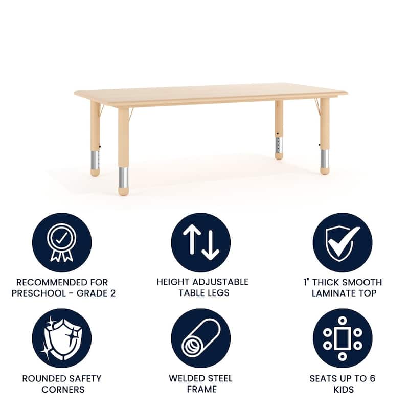 23.625"W x 47.25"L Plastic Adjustable Activity Table-School Table for 6