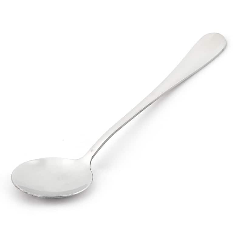 Round Shape Porridge Rice Soup Spoon Tableware Silver Tone 17cm Long 5 PCS - Silver Tone