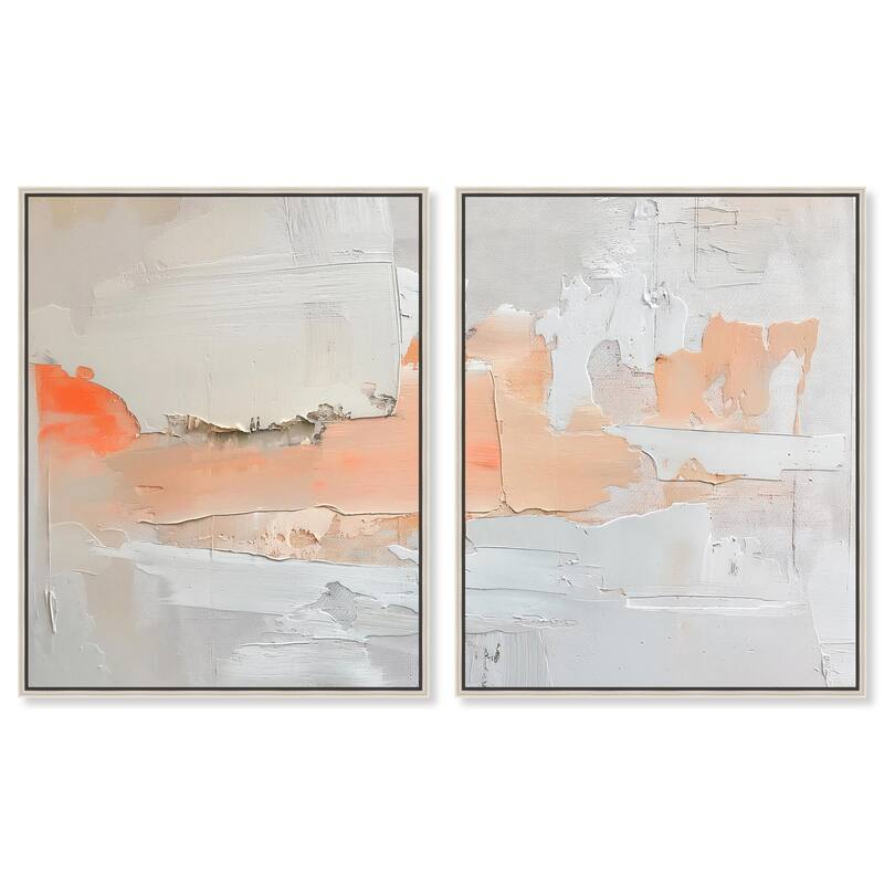 Orange Mist Halo Canvas Set of 2 by Art Remedy - 36" x 45" - Silver