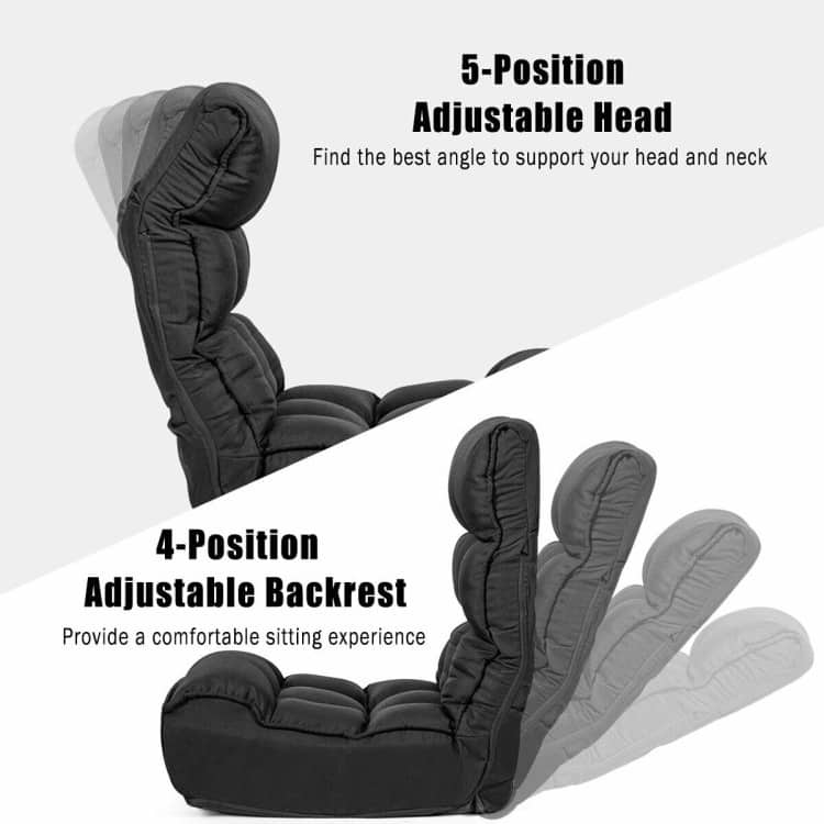 4-Position Adjustable Floor Chair Folding Lazy Sofa - 24" x 26" x 31" (L x W x H)
