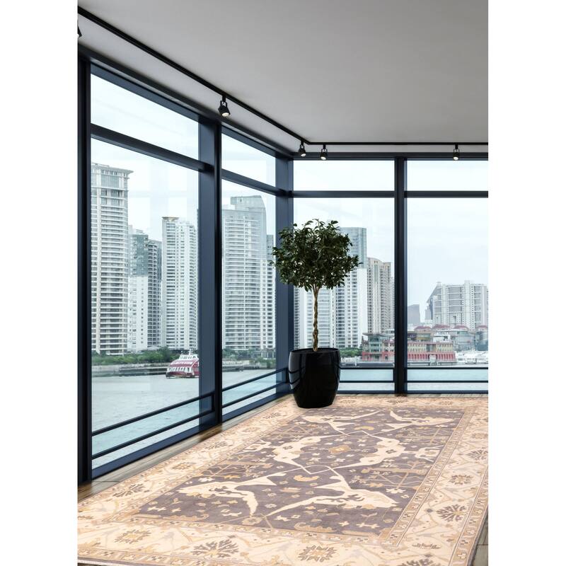 ECARPETGALLERY Hand-knotted Royal Oushak Dark Grey Wool Rug - 10'2 x 13'10