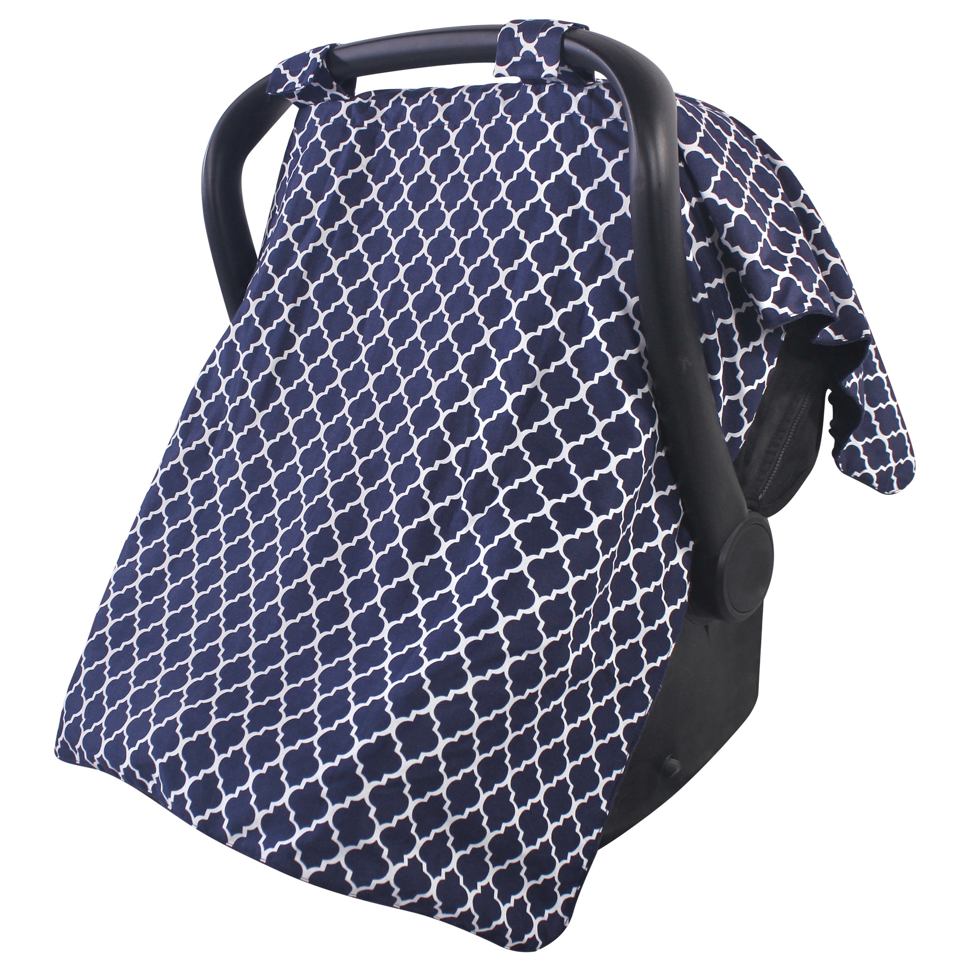 Hudson Baby Infant Girl Reversible Car Seat and Stroller Canopy, Navy Trellis, One Size - Navy Trellis