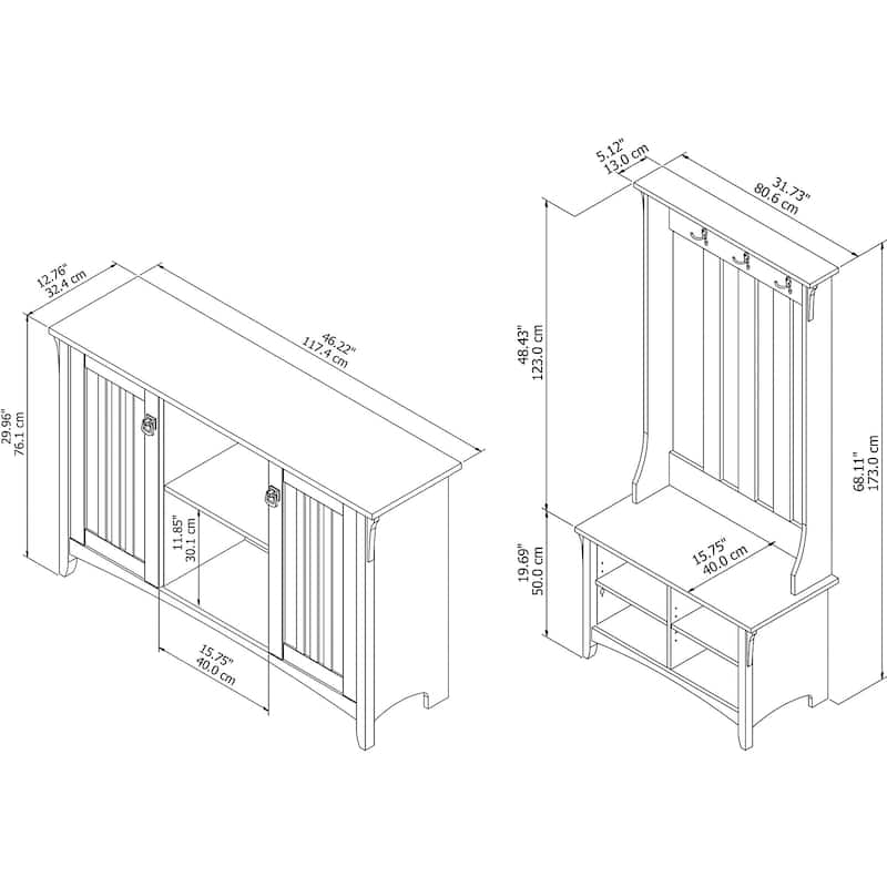 Salinas Entryway Storage Set with Hall Tree, Shoe Bench and Cabinet