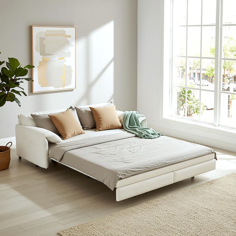 Homy Casa 66" Queen Pull-Out Sofa Bed with Storage, Velvet Loveseat, Designed for Everyday Living Work, Relax, Sleep