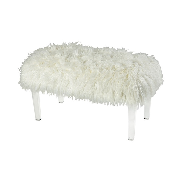 18” White Faux Fur Zsa Zsa Bench – Medium - N/A
