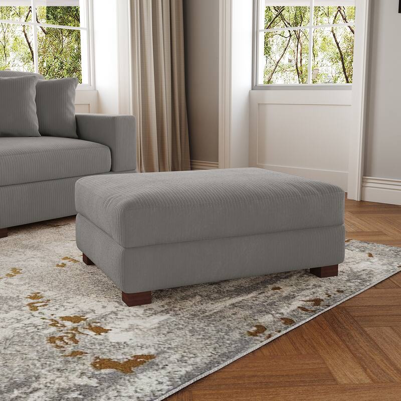 Modern Rectangle Oversized Stripe Corduroy Ottoman