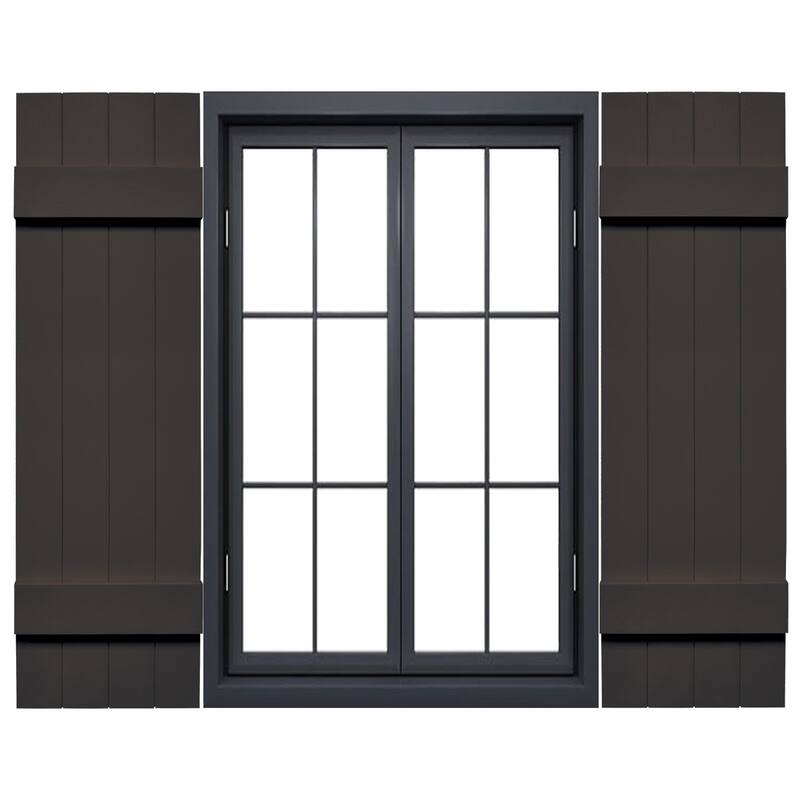 Mid-America Vinyl, Standard Size Four Board Joined Shutters - 14"W x 51"H - 010 - Musket Brown
