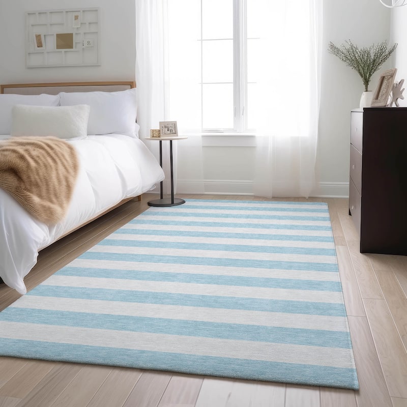 Premium Washable Super Soft Cabana Stripe Mayfield Rug - Sky - 8' x 10' - Rectangle