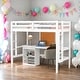 preview thumbnail 1 of 12, Twin size Loft Bed With Desk and Writing Board,2 Drawers Cabinet for Home White
