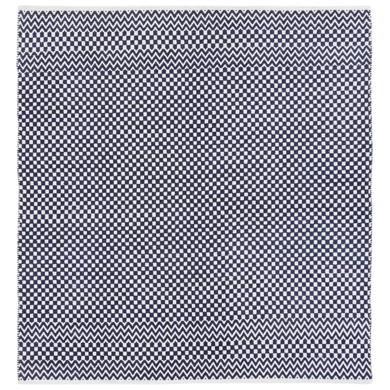 SAFAVIEH Handmade Boston Isotta Coastal Cotton Rug - 6' Square - Navy