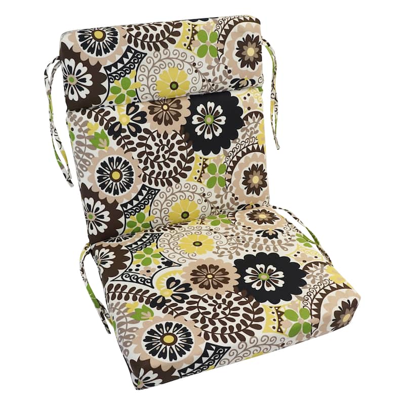 20-inch by 42-inch Three-section Outdoor Seat/Back Chair Cushion - Red Brick Garden