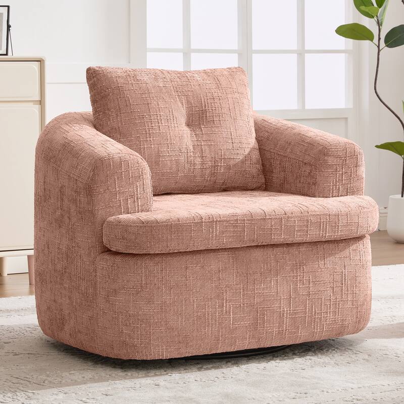 360° Swivel Sofa Chair Accent Barrel Chair for Living Room - Pink