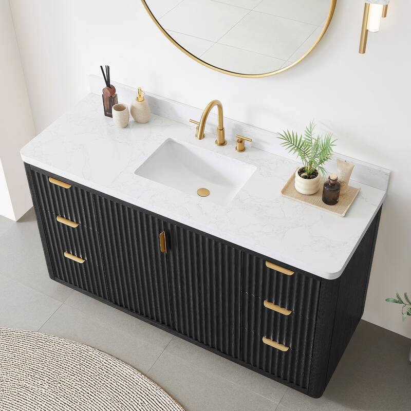 Cadiz Bath Vanity with Composite Stone Top and Mirror