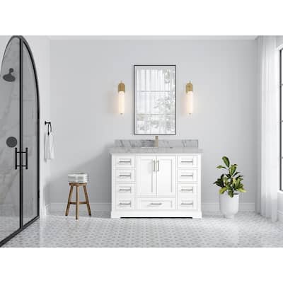 Willow Collection 48 in W x 22 in D x 36 in H Boston Single Bowl Sink Bathroom Vanity with Countertop