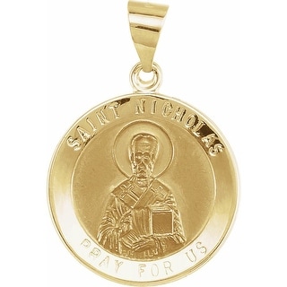 14K White Gold 18mm Round Hollow St Joseph Medal