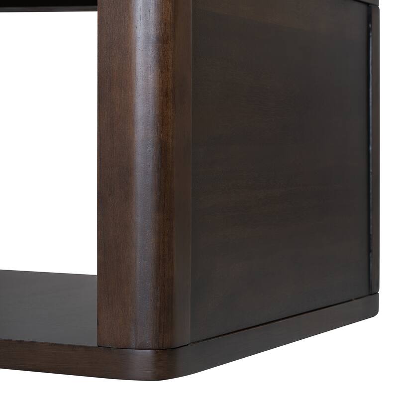 30.8" MDF Coffee Table with Half-Open Storage