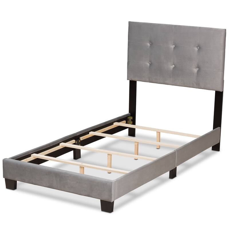 Caprice Contemporary Glam Velvet Fabric Twin Size Panel Bed