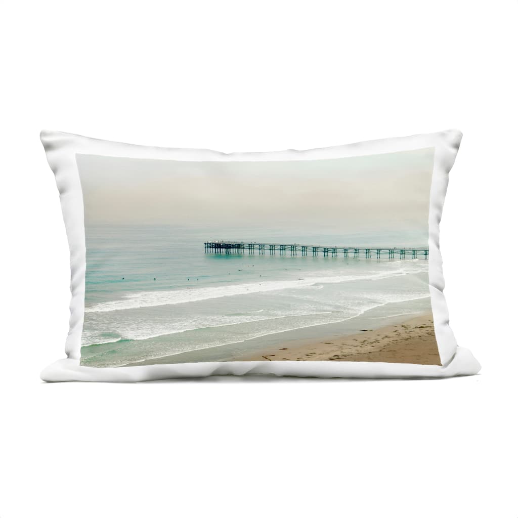Stupell Distant Pier Beach Jetty Printed Outdoor Throw Pillow Design by Rhonda Addison
