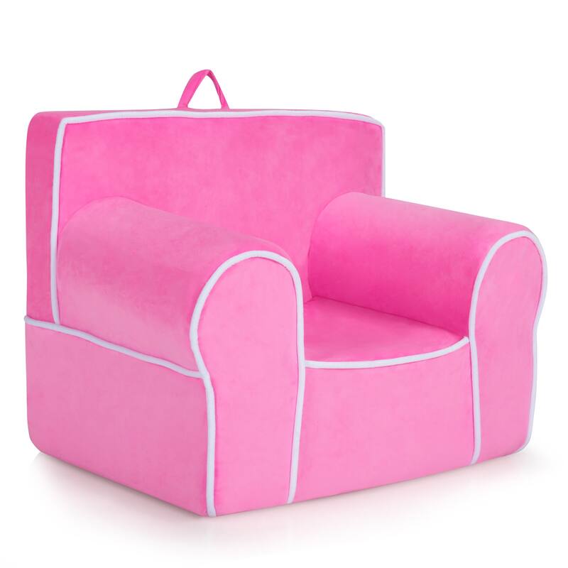 Kids Sofa Toddler Foam Filled Armchair w/ Velvet Fabric Baby - Pink