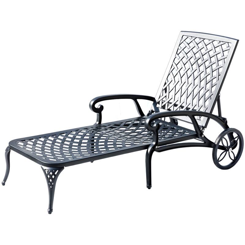 Cast Aluminum Outdoor Garden Bench with LED Lights - 53" - Black